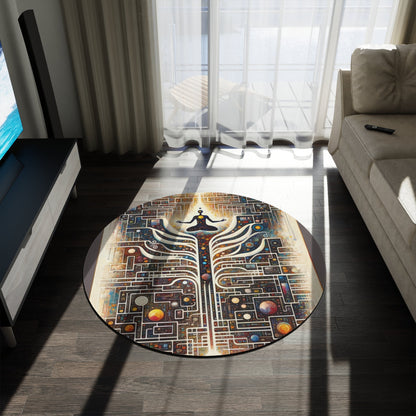Syncing Silicon Spirituality Round Rug - ATUH.ART