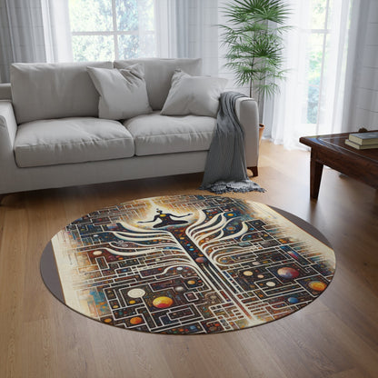 Syncing Silicon Spirituality Round Rug - ATUH.ART