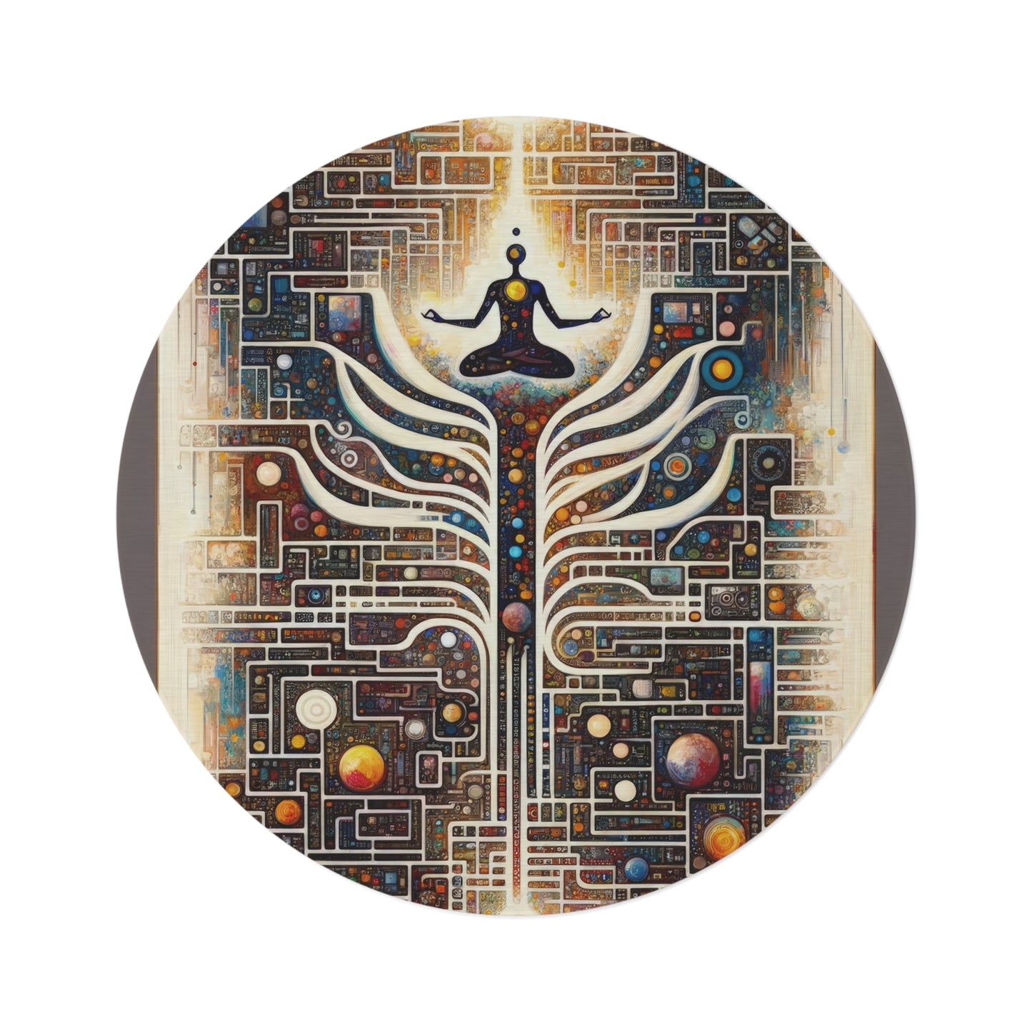 Syncing Silicon Spirituality Round Rug - ATUH.ART