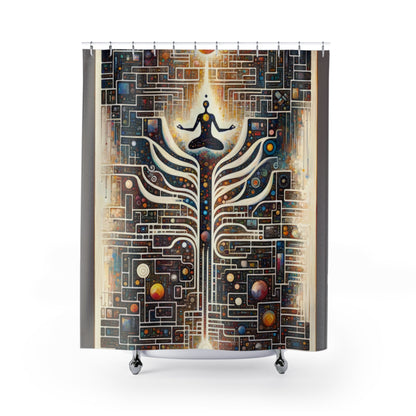 Syncing Silicon Spirituality Shower Curtains - ATUH.ART