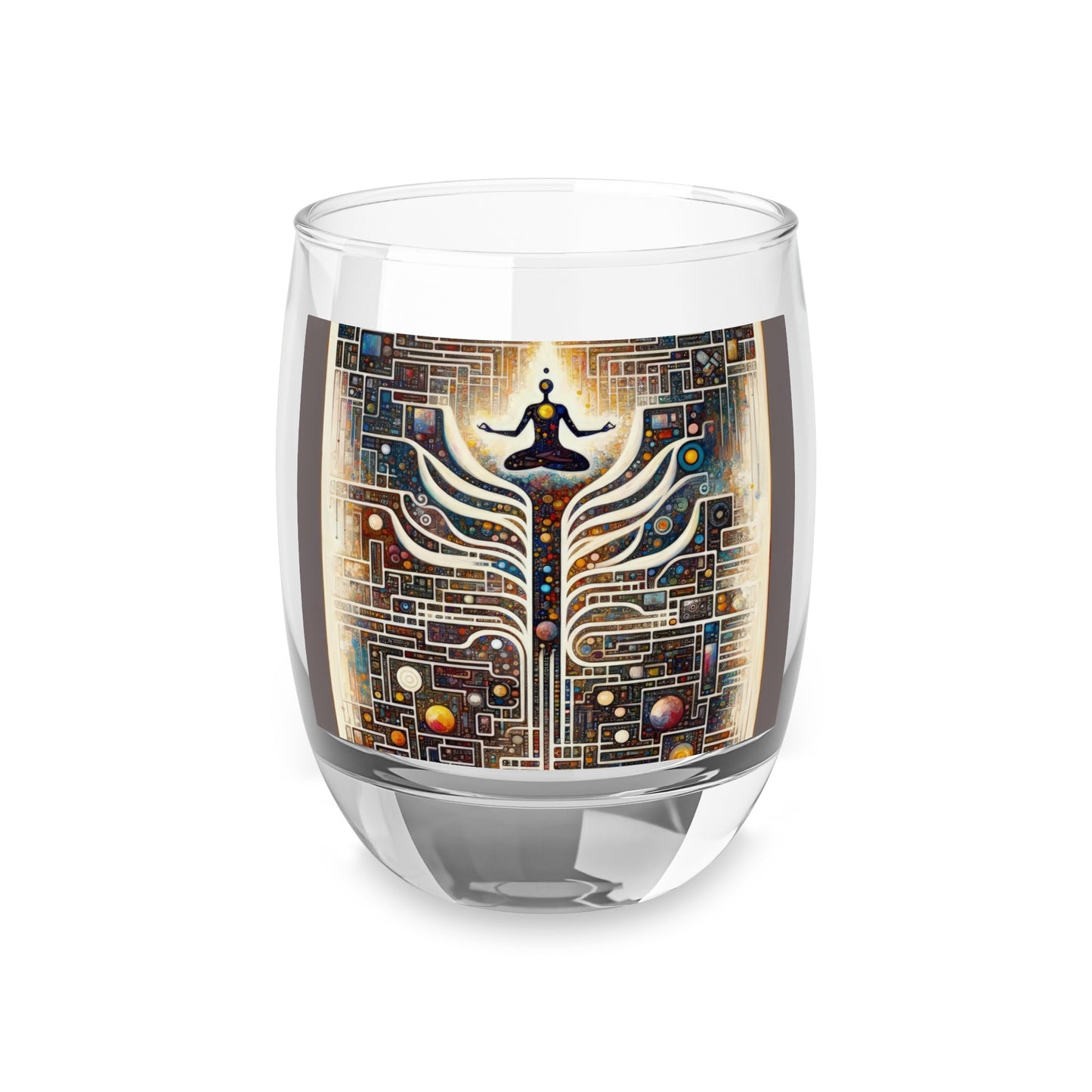 Syncing Silicon Spirituality Whiskey Glass - ATUH.ART