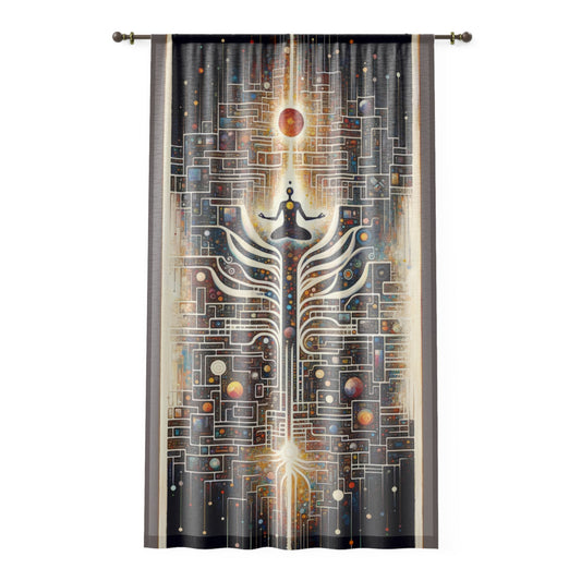 Syncing Silicon Spirituality Window Curtain - ATUH.ART