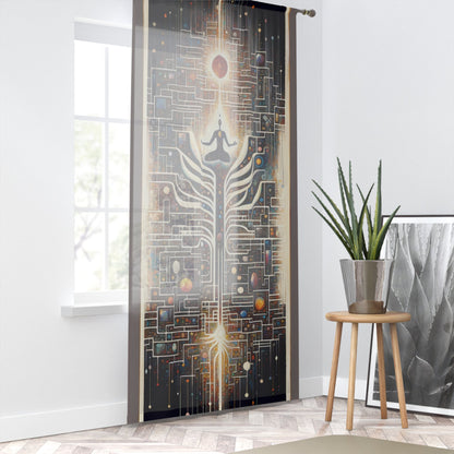 Syncing Silicon Spirituality Window Curtain - ATUH.ART