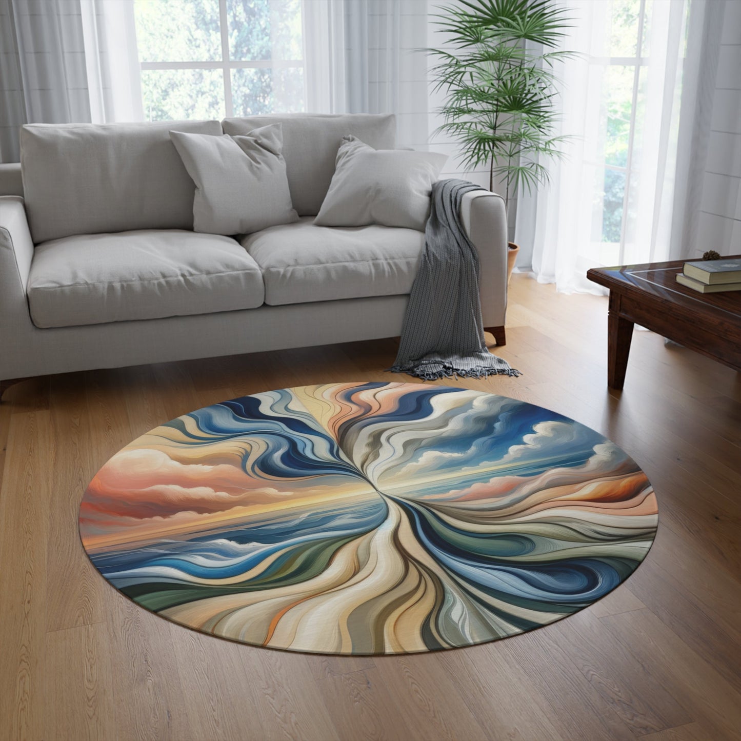 Tachism Confluence Harmony Round Rug - ATUH.ART