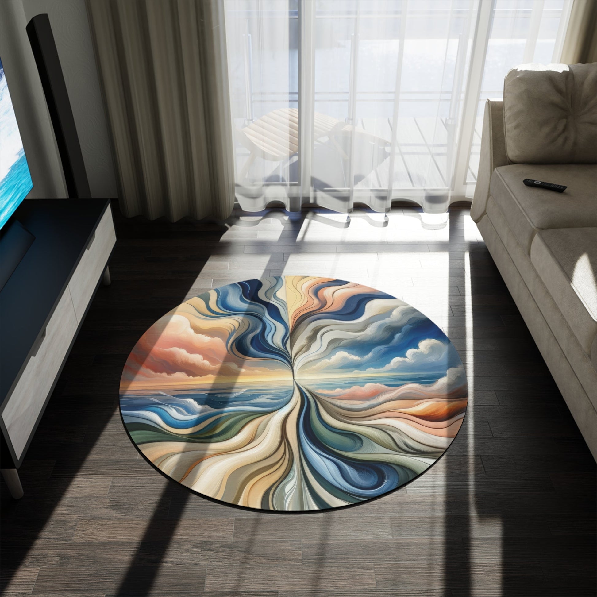 Tachism Confluence Harmony Round Rug - ATUH.ART
