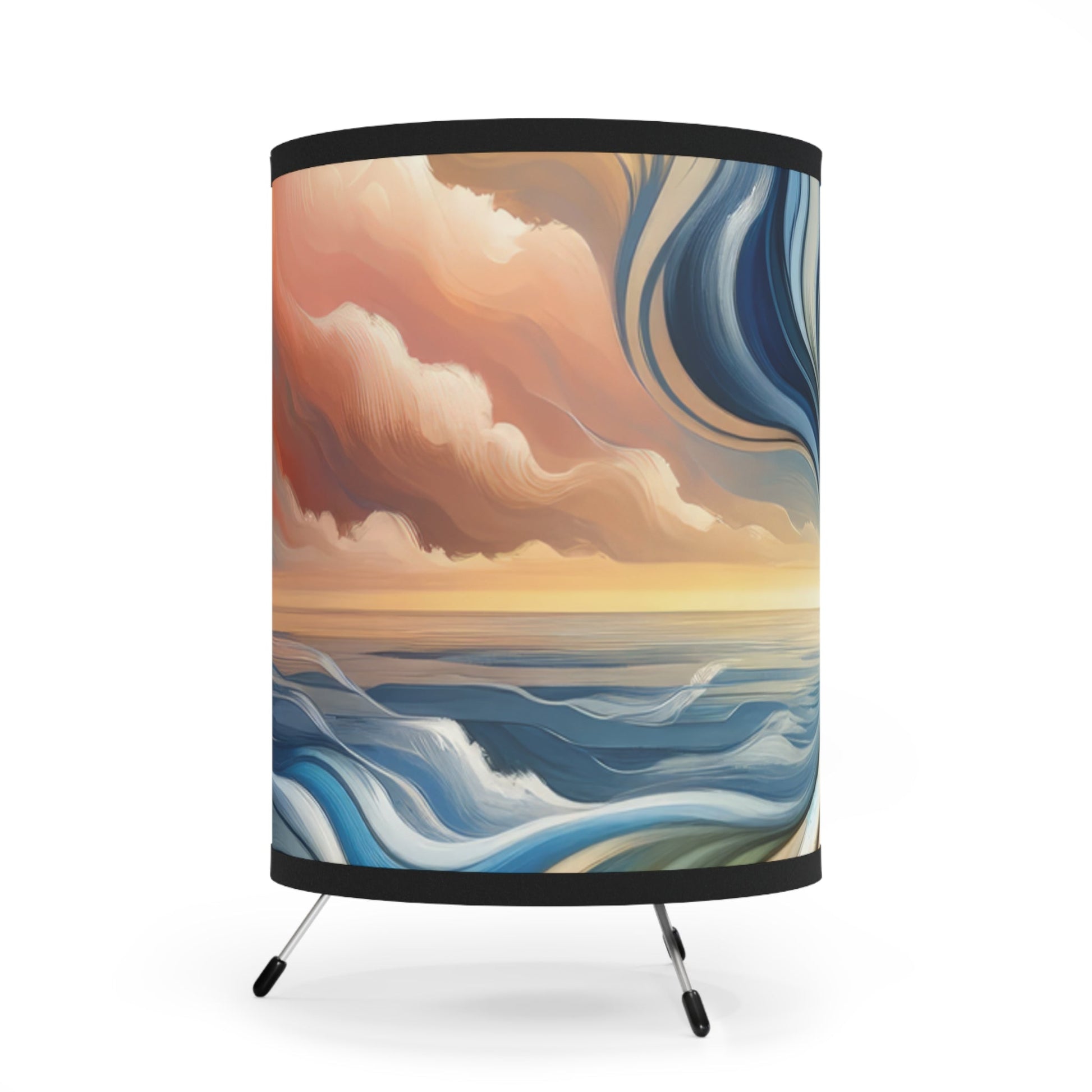 Tachism Confluence Harmony Tripod Lamp with High-Res Printed Shade, US\CA plug - ATUH.ART