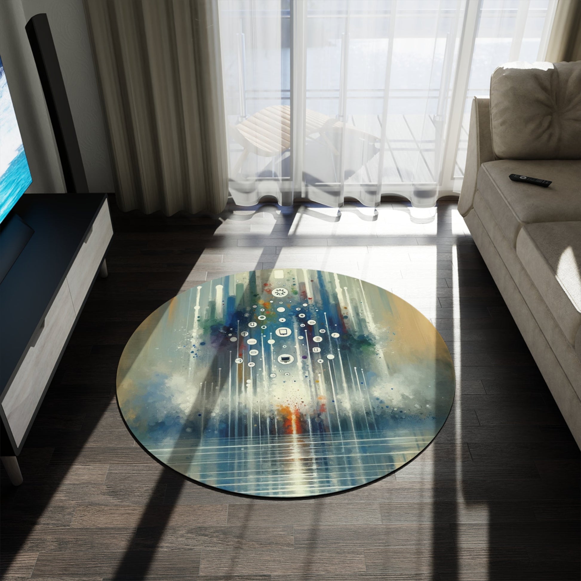Tachism Digital Escape Round Rug - ATUH.ART