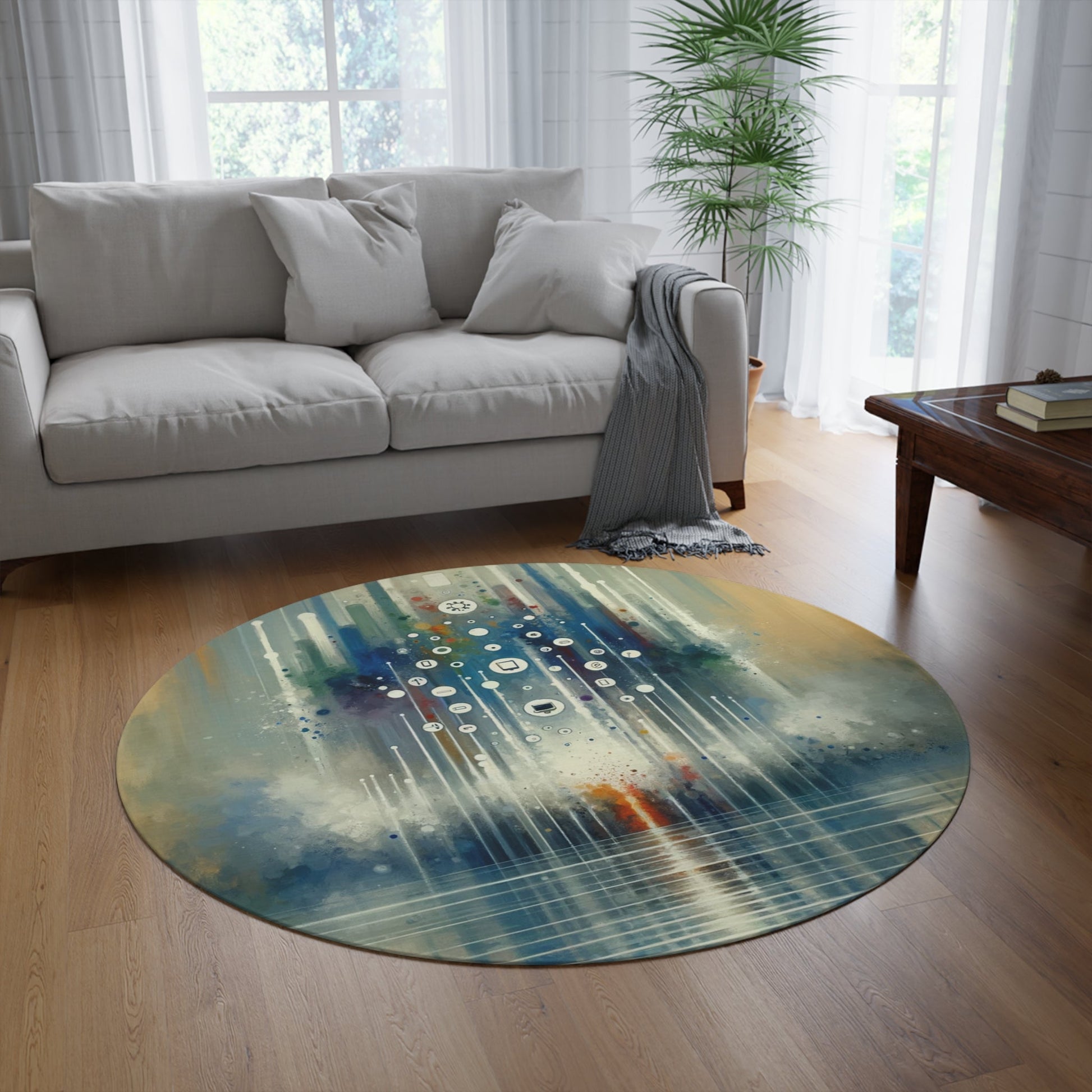 Tachism Digital Escape Round Rug - ATUH.ART