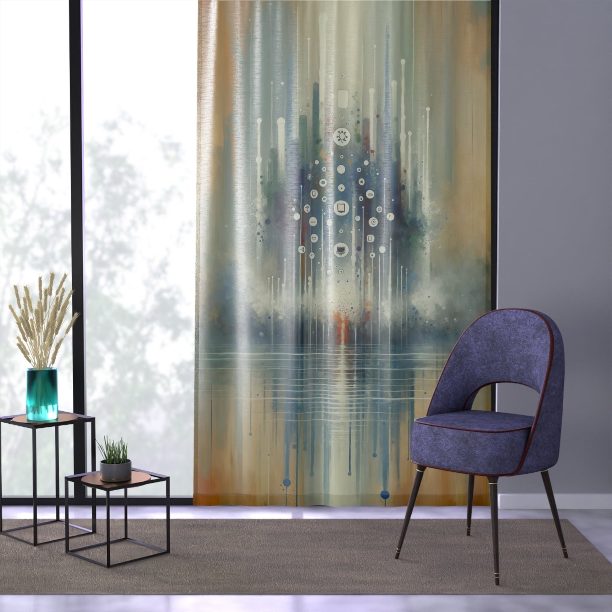 Tachism Digital Escape Window Curtain - ATUH.ART