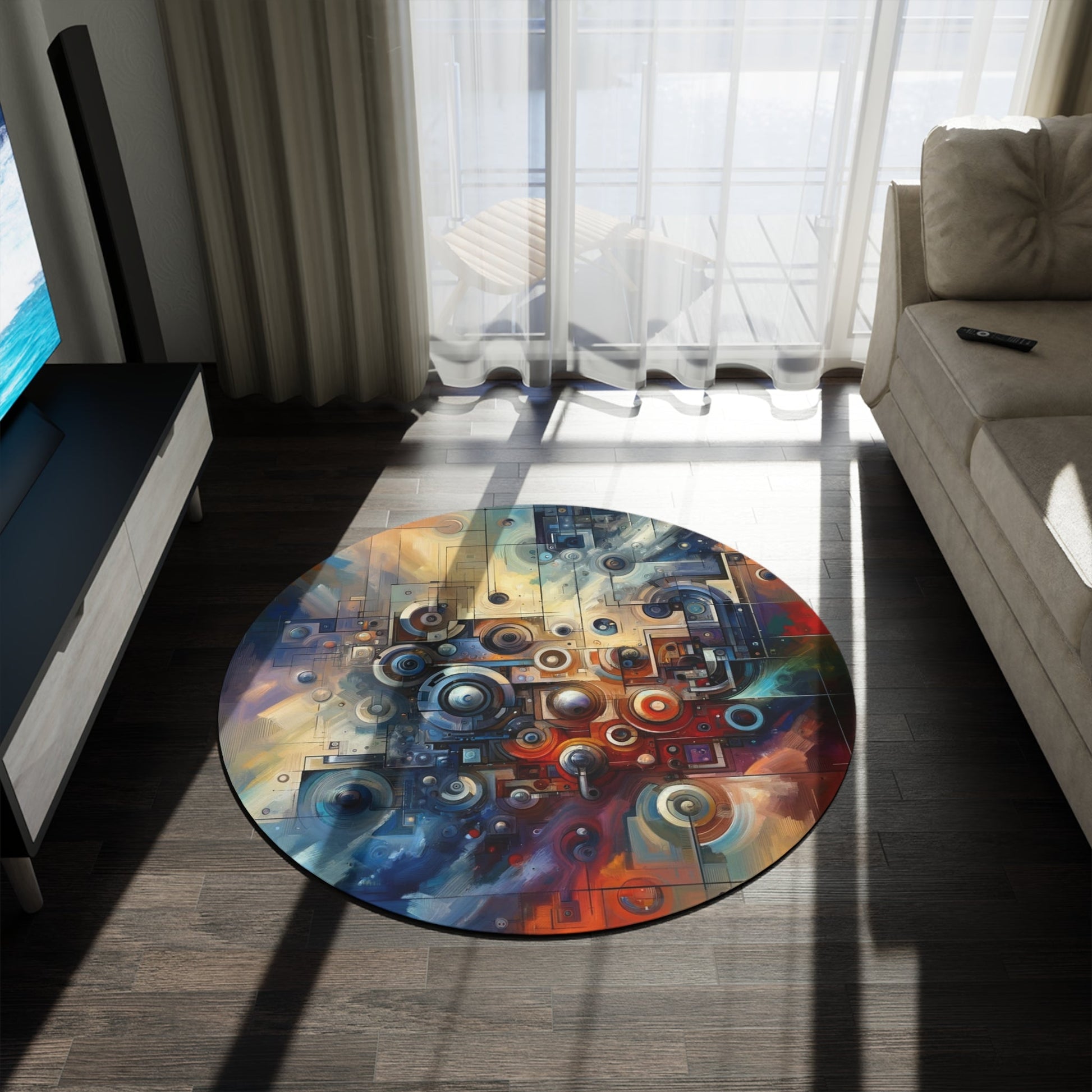 Tech Gratitude Fusion Round Rug - ATUH.ART