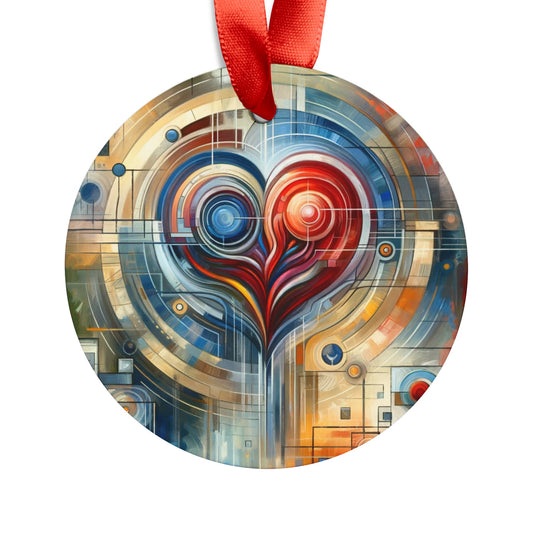 Techno Heart Harmony Acrylic Ornament with Ribbon - ATUH.ART