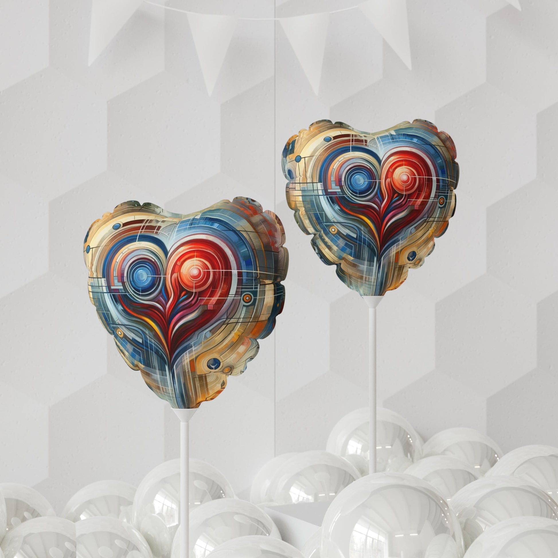 Techno Heart Harmony Balloon (Round and Heart-shaped), 11" - ATUH.ART