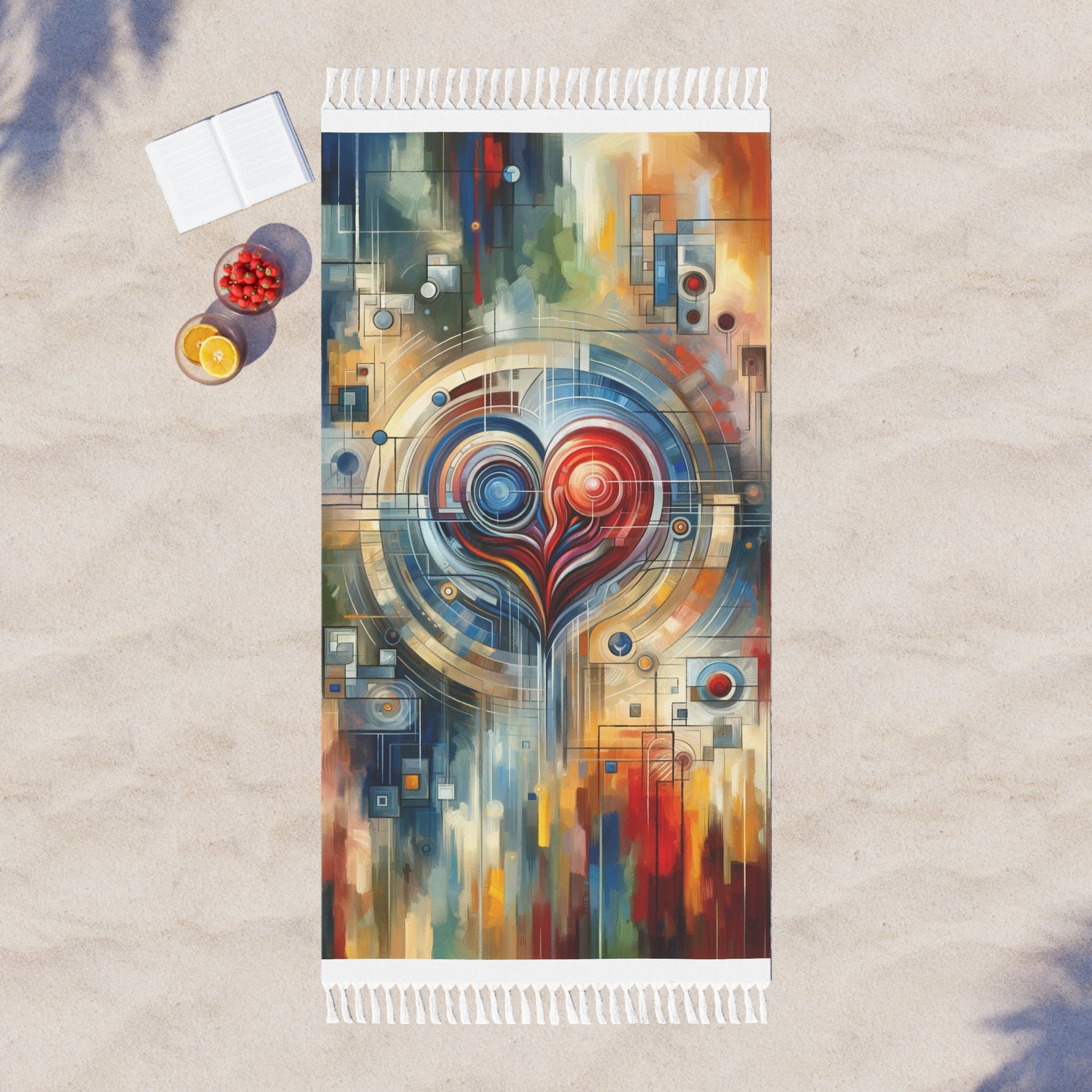 Techno Heart Harmony Boho Beach Cloth - ATUH.ART