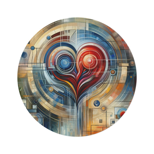 Techno Heart Harmony Round Rug - ATUH.ART