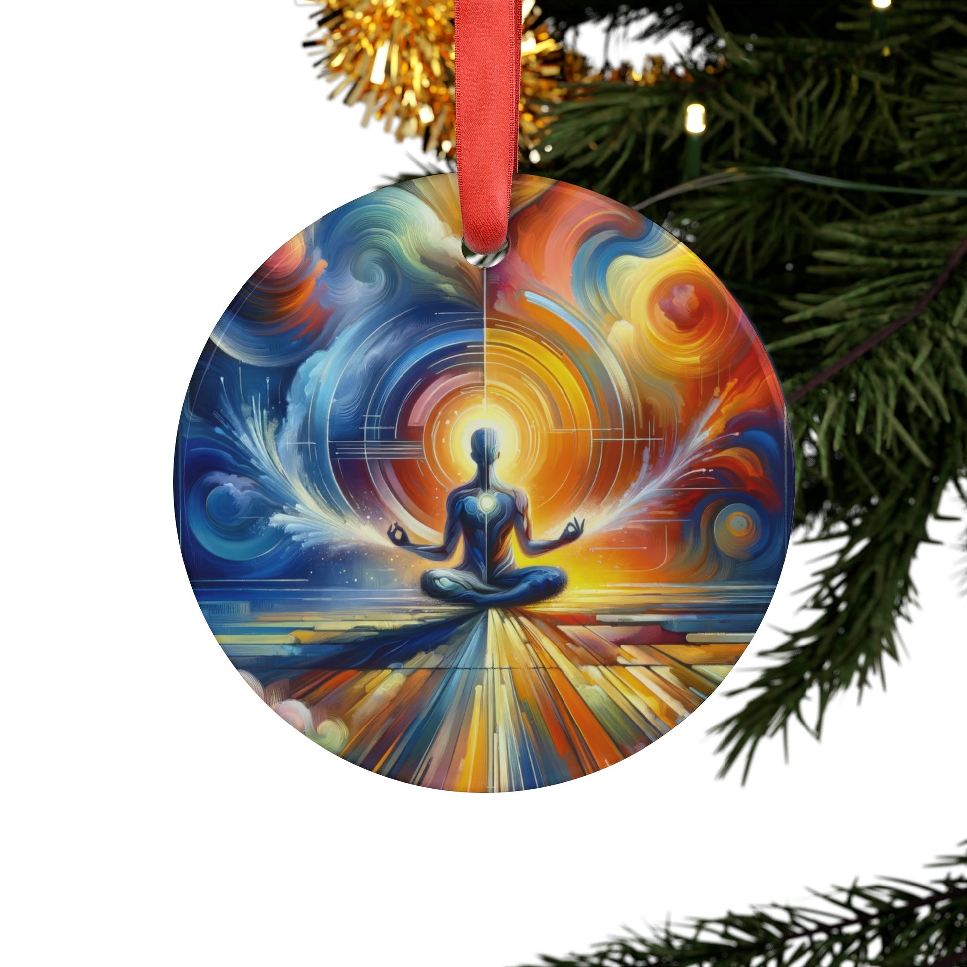 Techno Spiritual Synthesis Acrylic Ornament with Ribbon - ATUH.ART