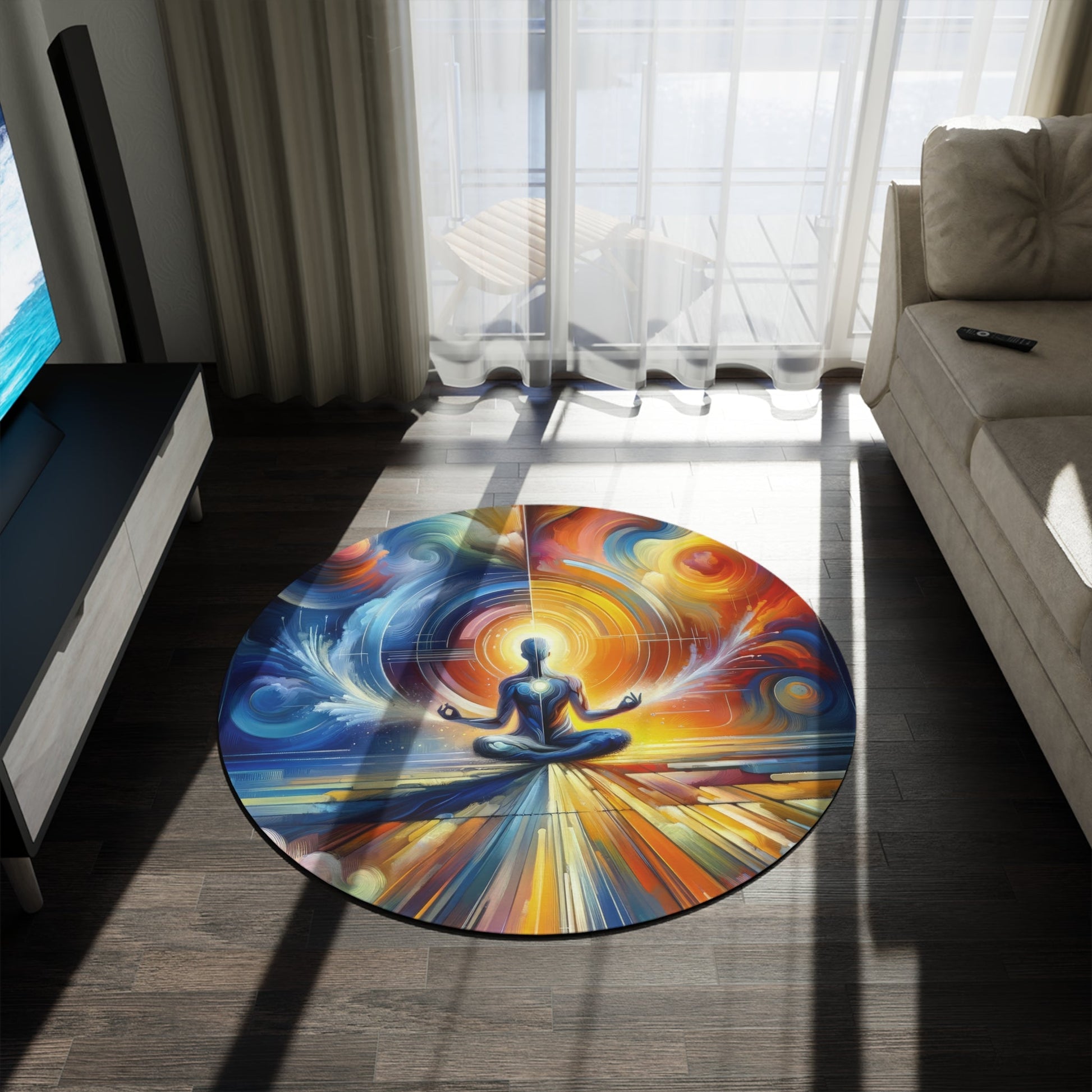 Techno Spiritual Synthesis Round Rug - ATUH.ART