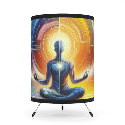 Techno Spiritual Synthesis Tripod Lamp with High-Res Printed Shade, US\CA plug - ATUH.ART