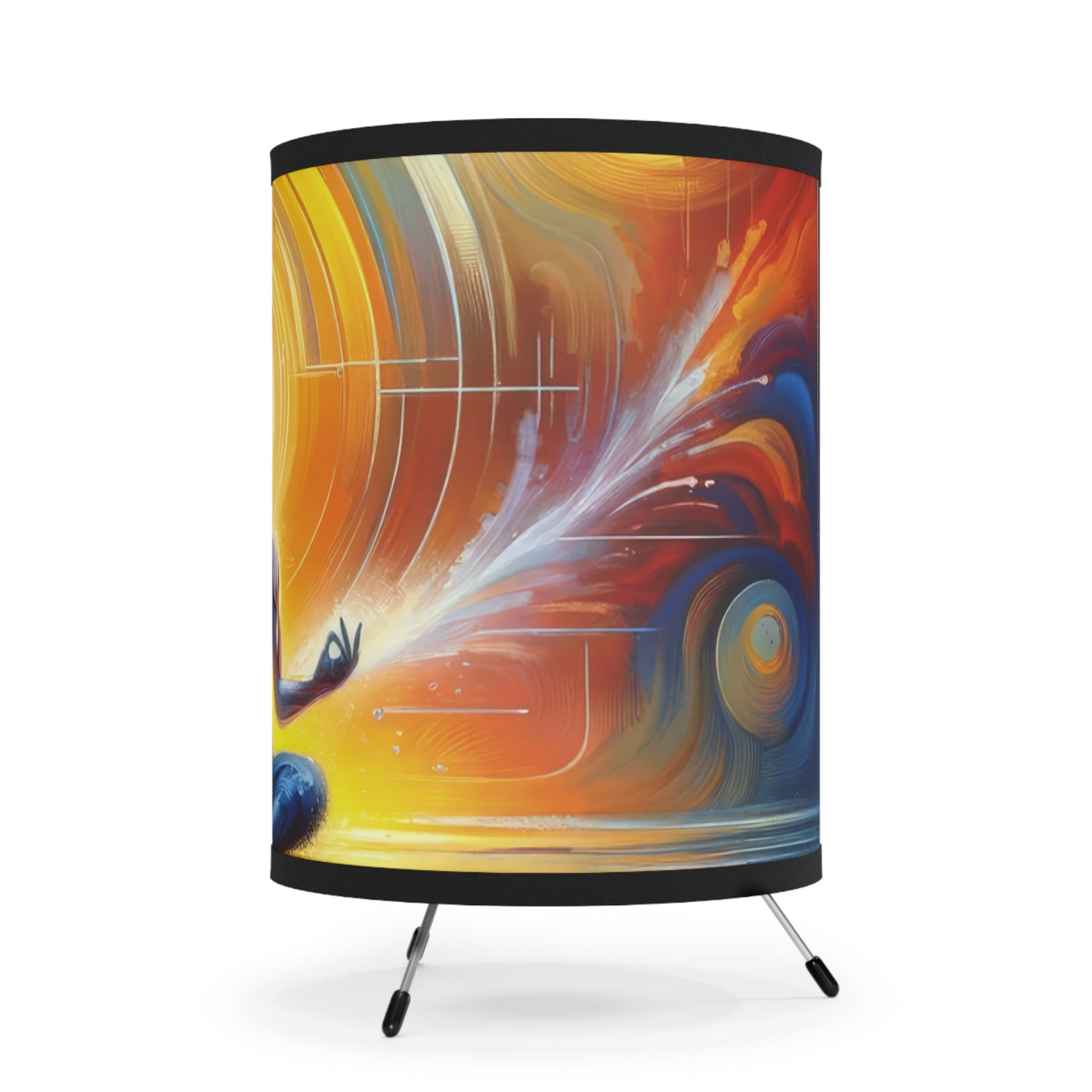 Techno Spiritual Synthesis Tripod Lamp with High-Res Printed Shade, US\CA plug - ATUH.ART