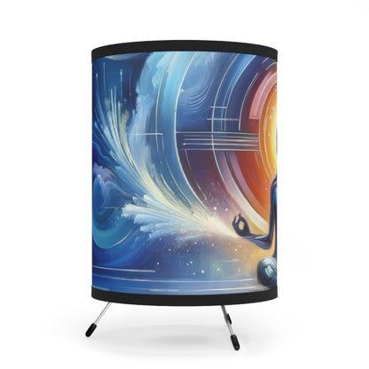 Techno Spiritual Synthesis Tripod Lamp with High-Res Printed Shade, US\CA plug - ATUH.ART