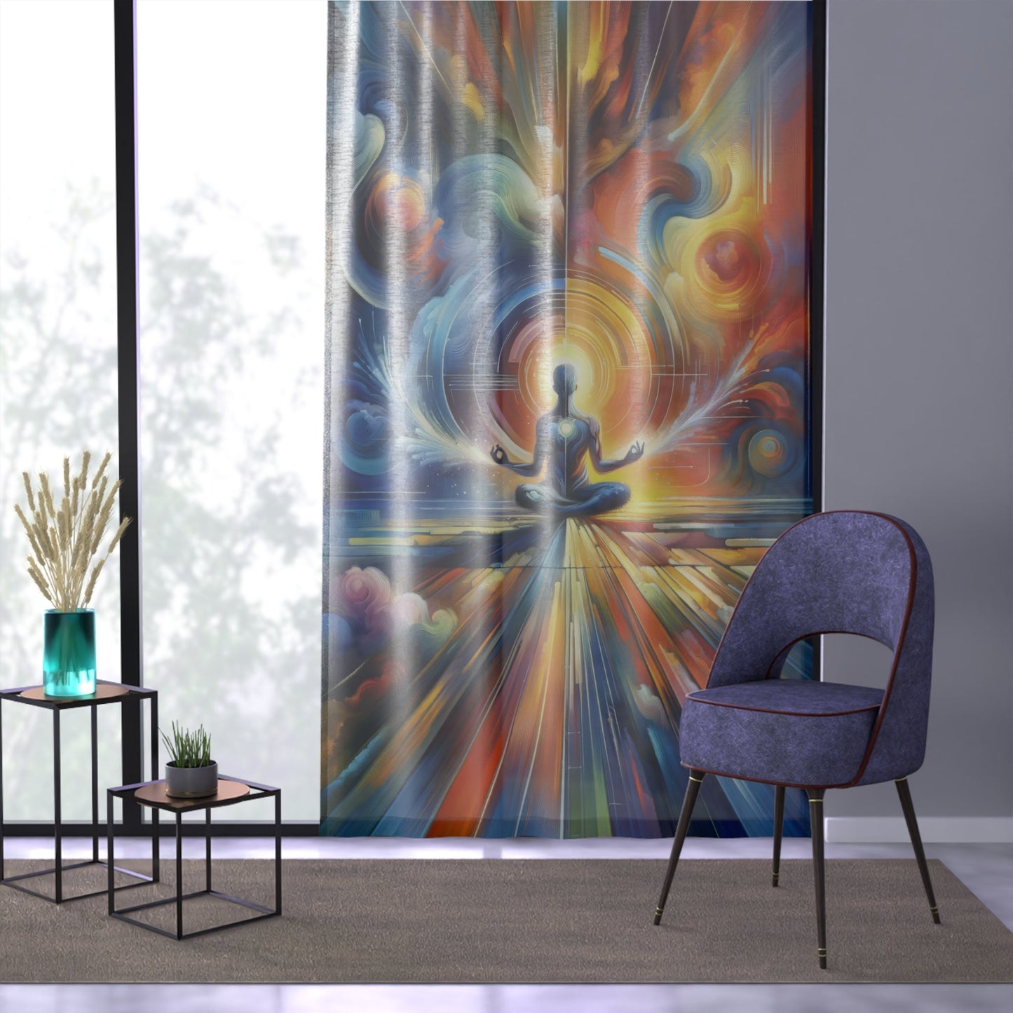 Techno Spiritual Synthesis Window Curtain - ATUH.ART