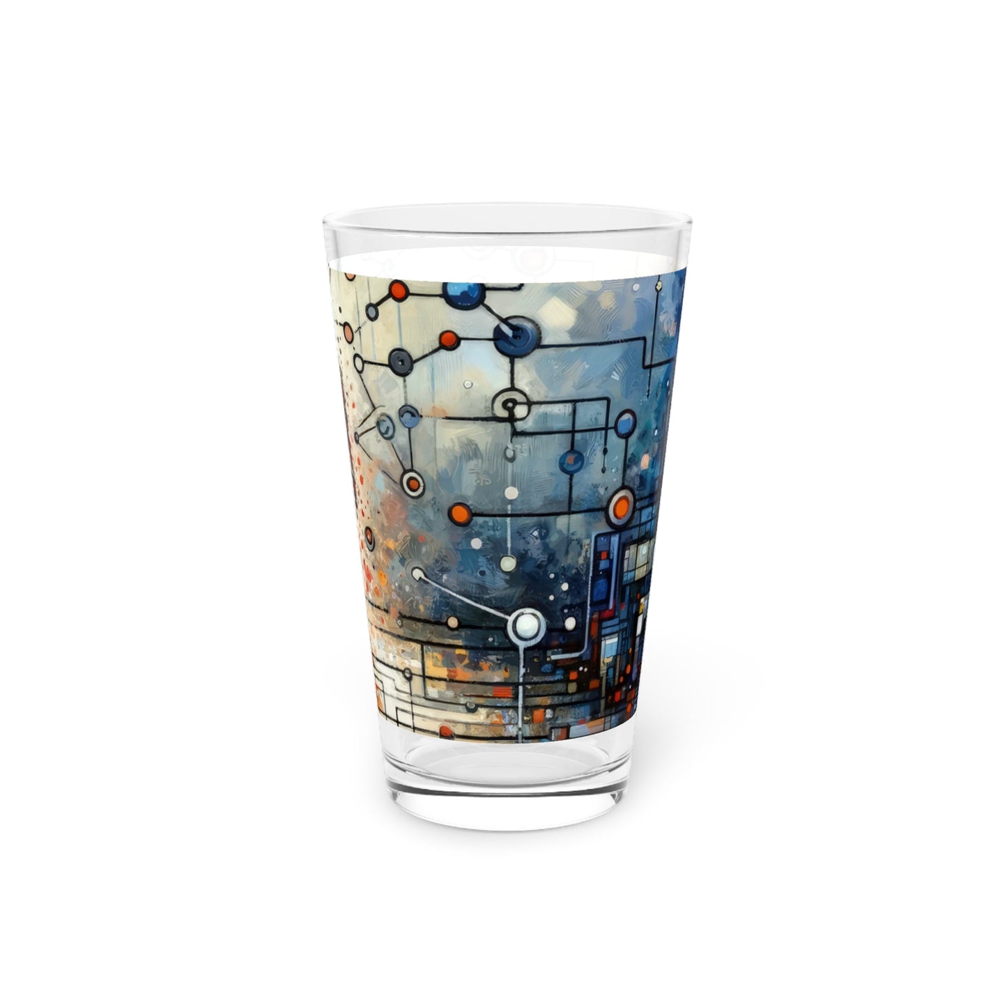 Technological Connectivity Bridge Pint Glass, 16oz - ATUH.ART
