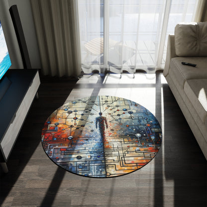 Technological Connectivity Bridge Round Rug - ATUH.ART