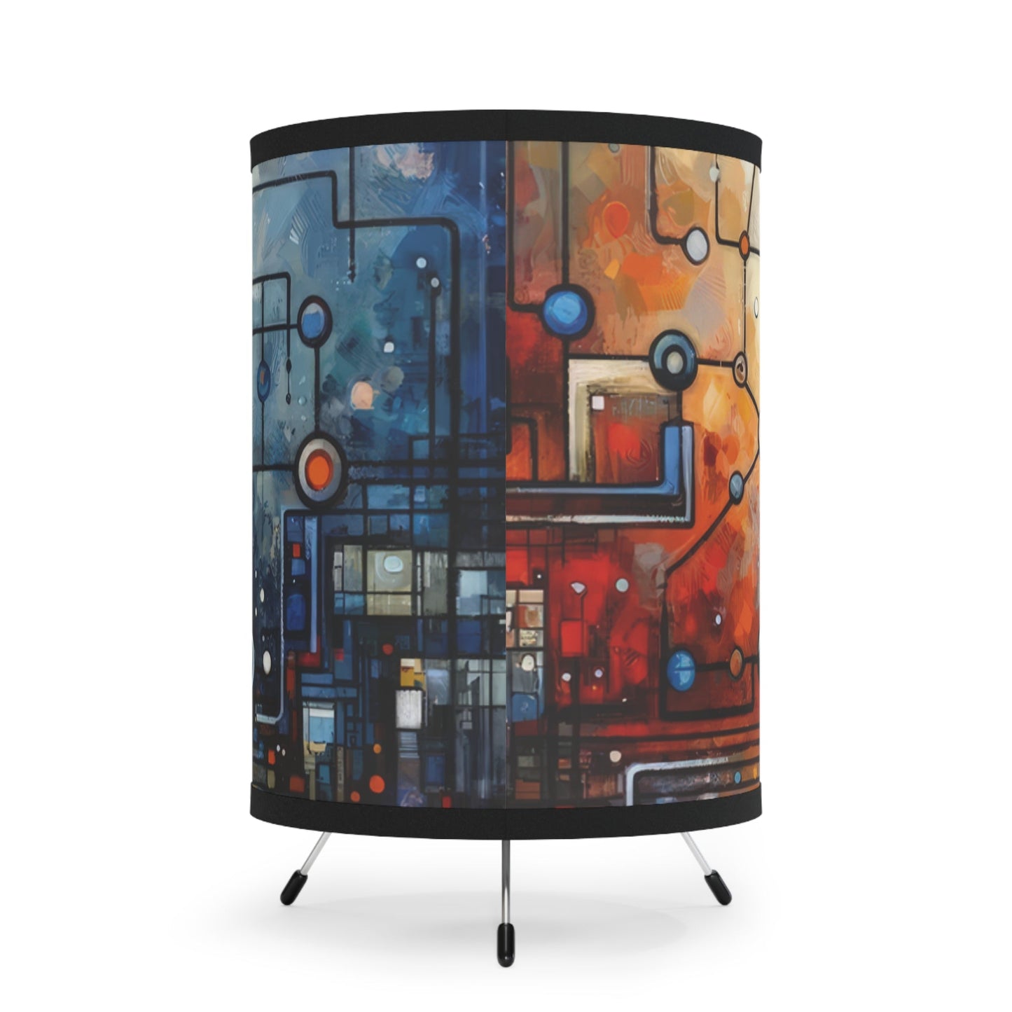 Technological Connectivity Bridge Tripod Lamp with High-Res Printed Shade, US\CA plug - ATUH.ART