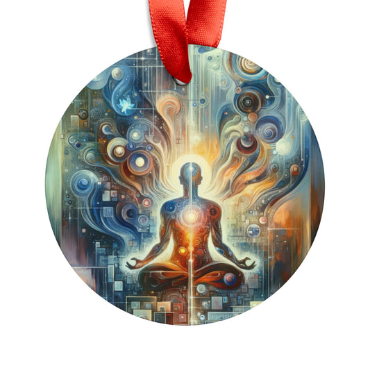 Technological Spiritual Synthesis Acrylic Ornament with Ribbon - ATUH.ART