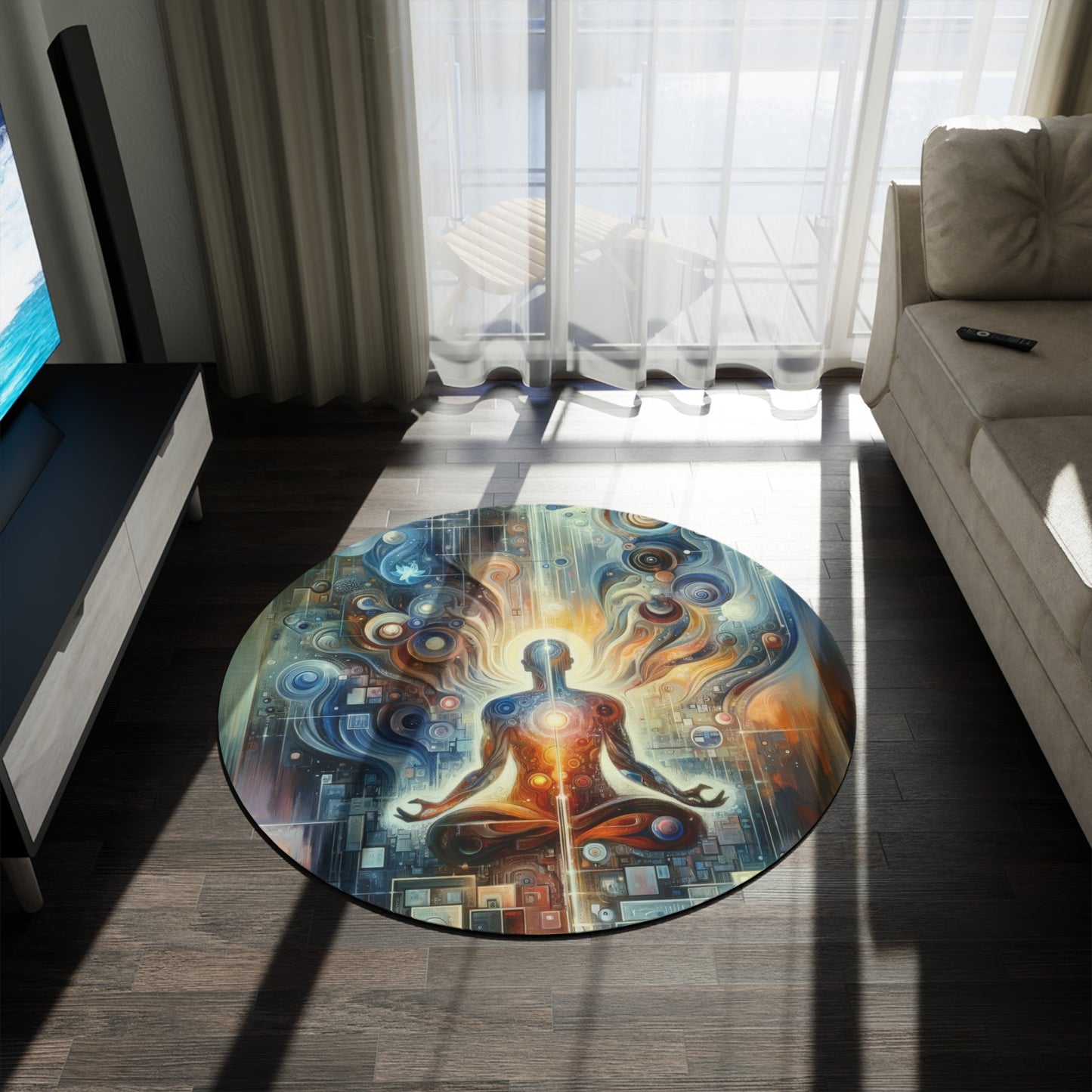 Technological Spiritual Synthesis Round Rug - ATUH.ART