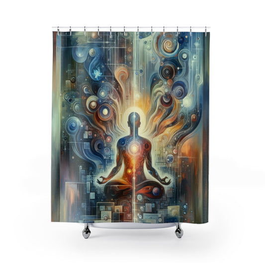 Technological Spiritual Synthesis Shower Curtains - ATUH.ART