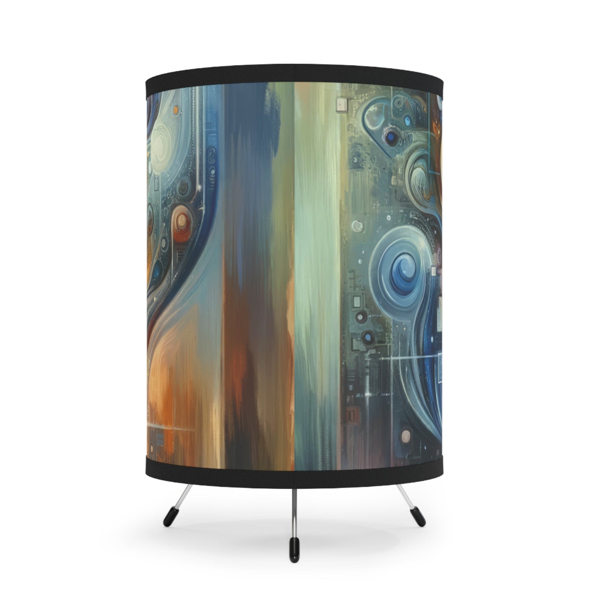Technological Spiritual Synthesis Tripod Lamp with High-Res Printed Shade, US\CA plug - ATUH.ART