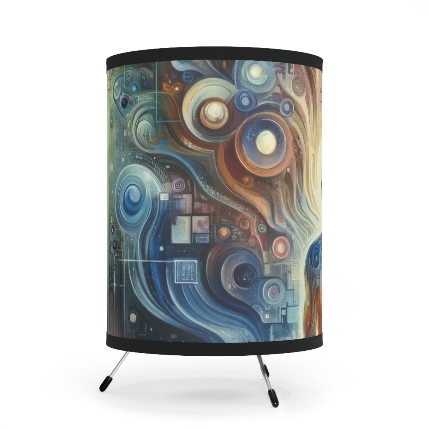 Technological Spiritual Synthesis Tripod Lamp with High-Res Printed Shade, US\CA plug - ATUH.ART