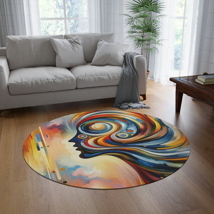 Transformative Harmonic Tachism Round Rug - ATUH.ART