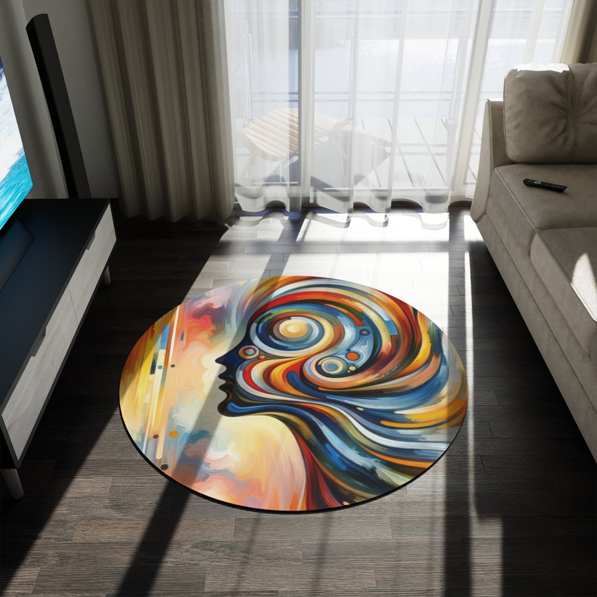 Transformative Harmonic Tachism Round Rug - ATUH.ART