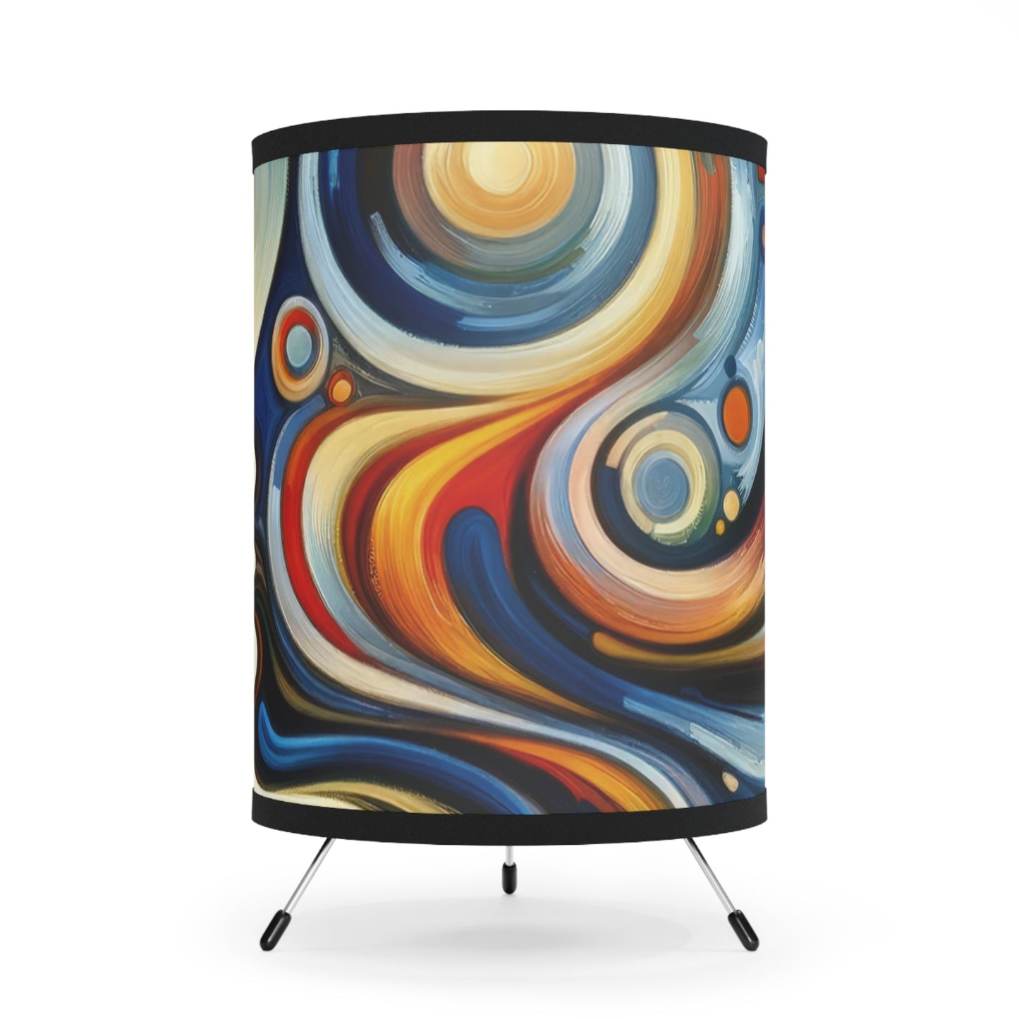 Transformative Harmonic Tachism Tripod Lamp with High-Res Printed Shade, US\CA plug - ATUH.ART