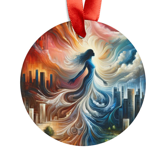 Transformative Tachism Emergence Acrylic Ornament with Ribbon - ATUH.ART