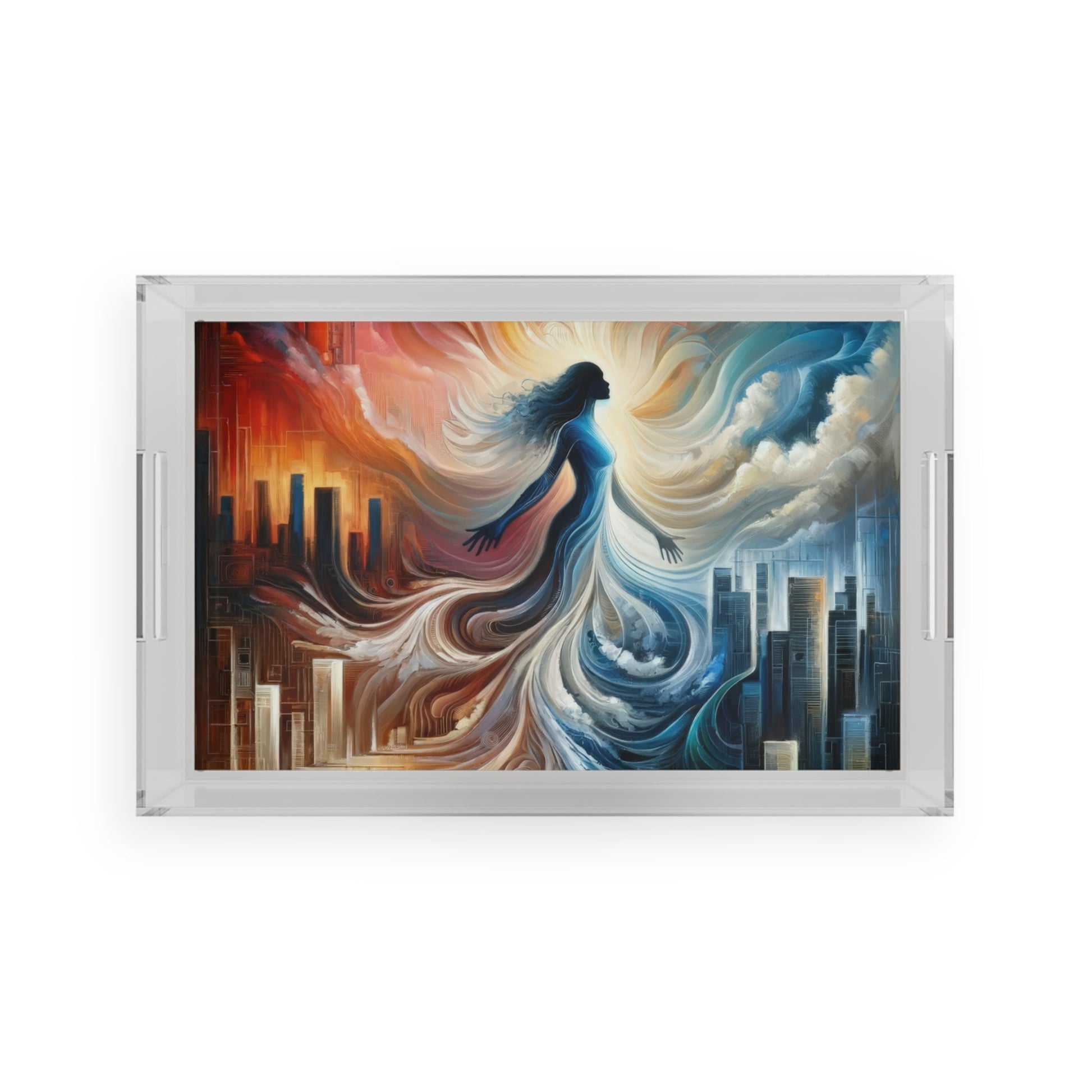 Transformative Tachism Emergence Acrylic Serving Tray - ATUH.ART