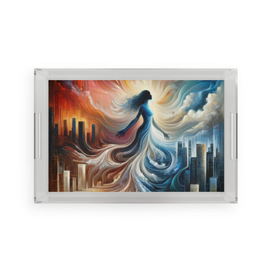 Transformative Tachism Emergence Acrylic Serving Tray - ATUH.ART