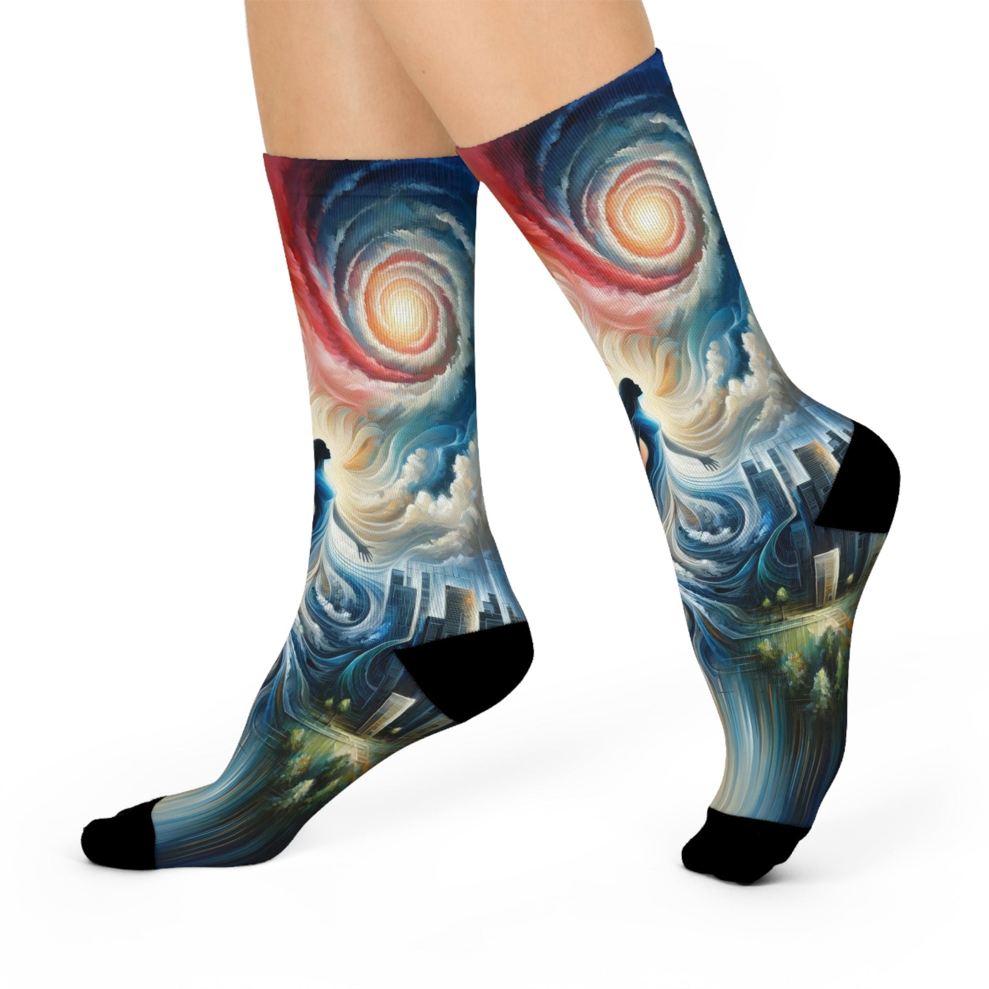 Transformative Tachism Emergence Cushioned Crew Socks - ATUH.ART