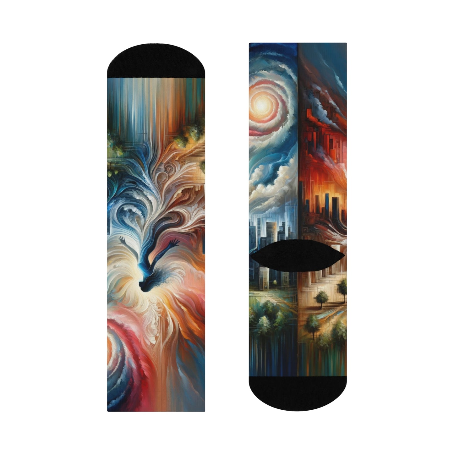 Transformative Tachism Emergence Cushioned Crew Socks - ATUH.ART