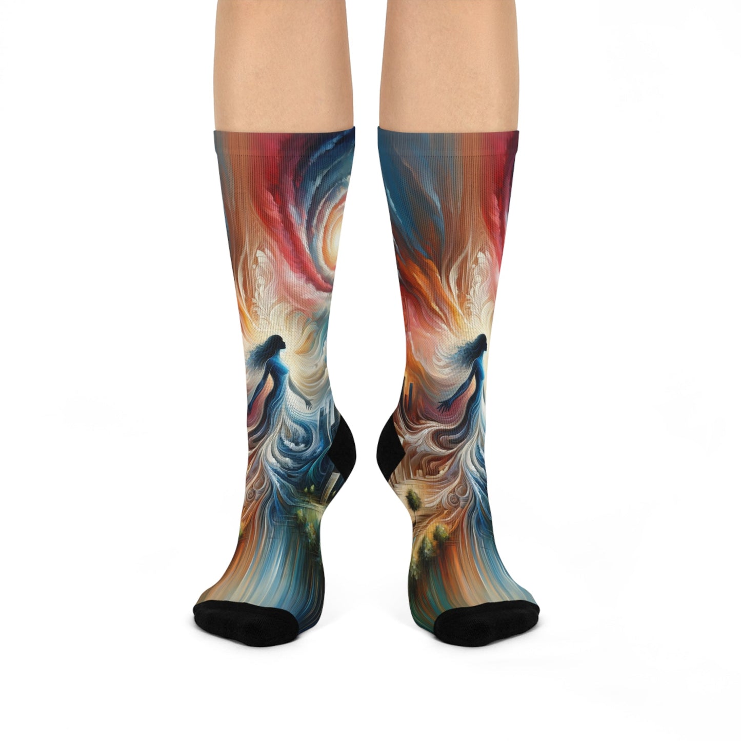 Transformative Tachism Emergence Cushioned Crew Socks - ATUH.ART