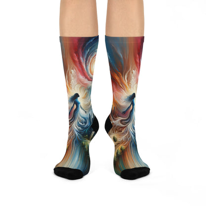Transformative Tachism Emergence Cushioned Crew Socks - ATUH.ART