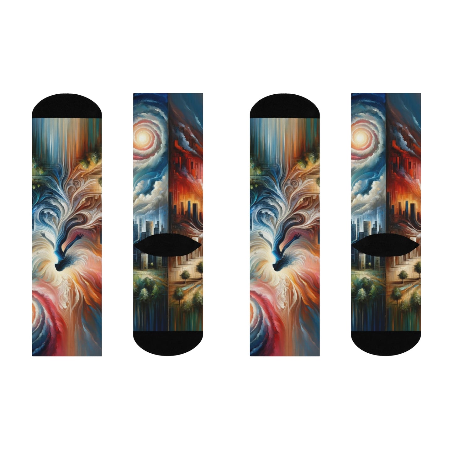 Transformative Tachism Emergence Cushioned Crew Socks - ATUH.ART