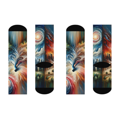 Transformative Tachism Emergence Cushioned Crew Socks - ATUH.ART