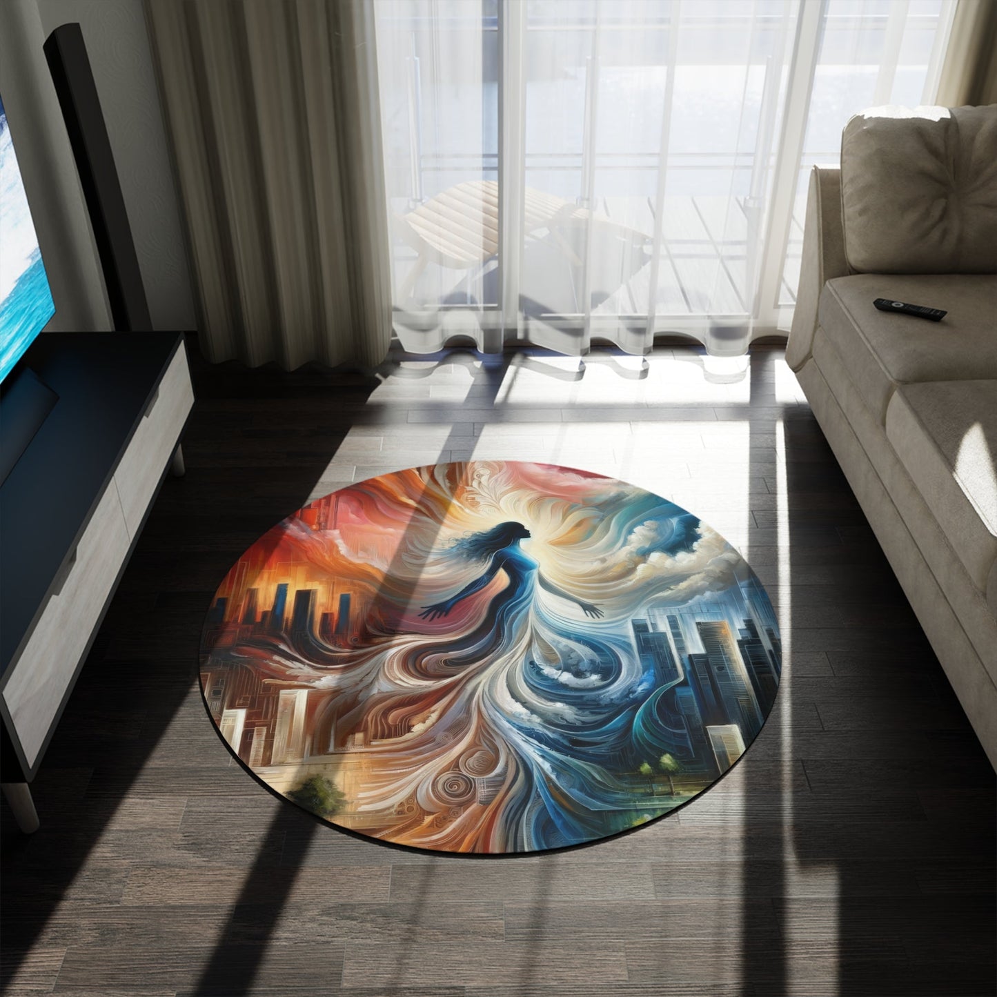 Transformative Tachism Emergence Round Rug - ATUH.ART
