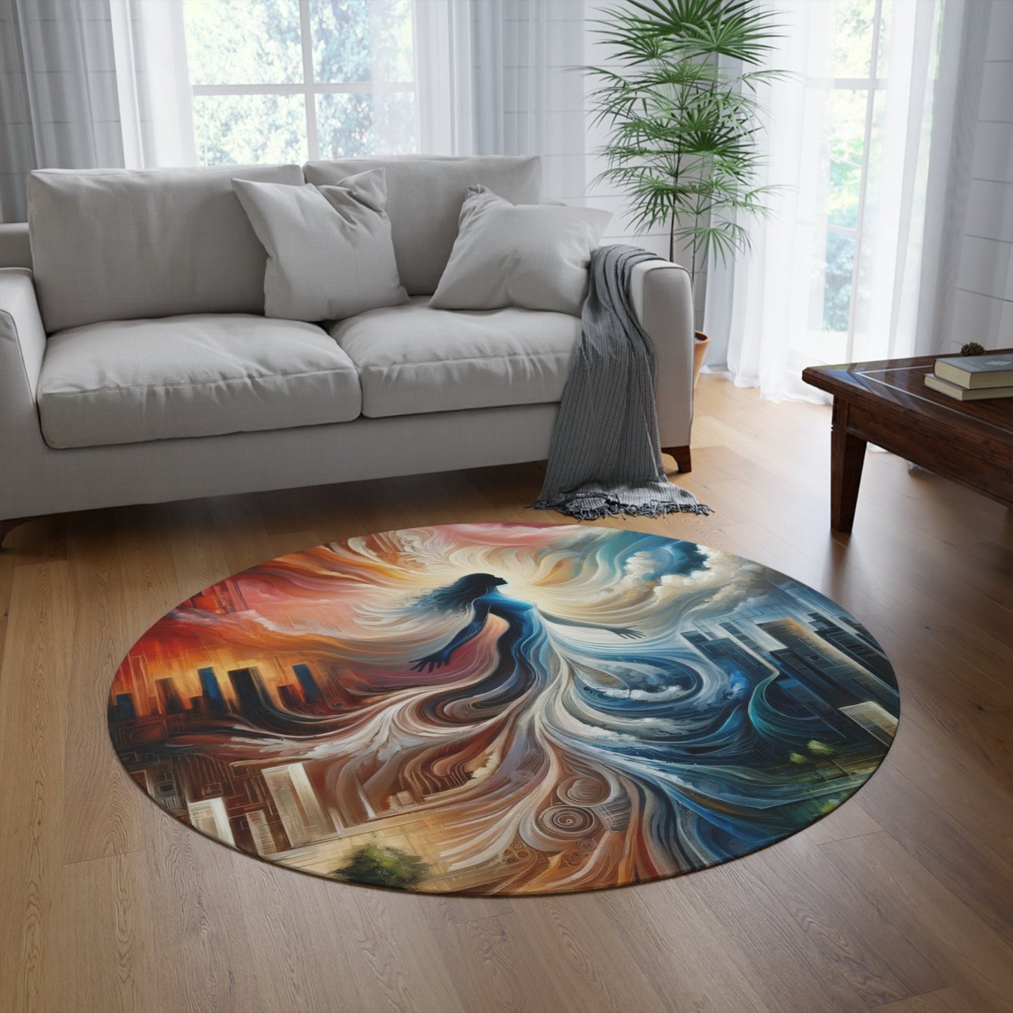 Transformative Tachism Emergence Round Rug - ATUH.ART