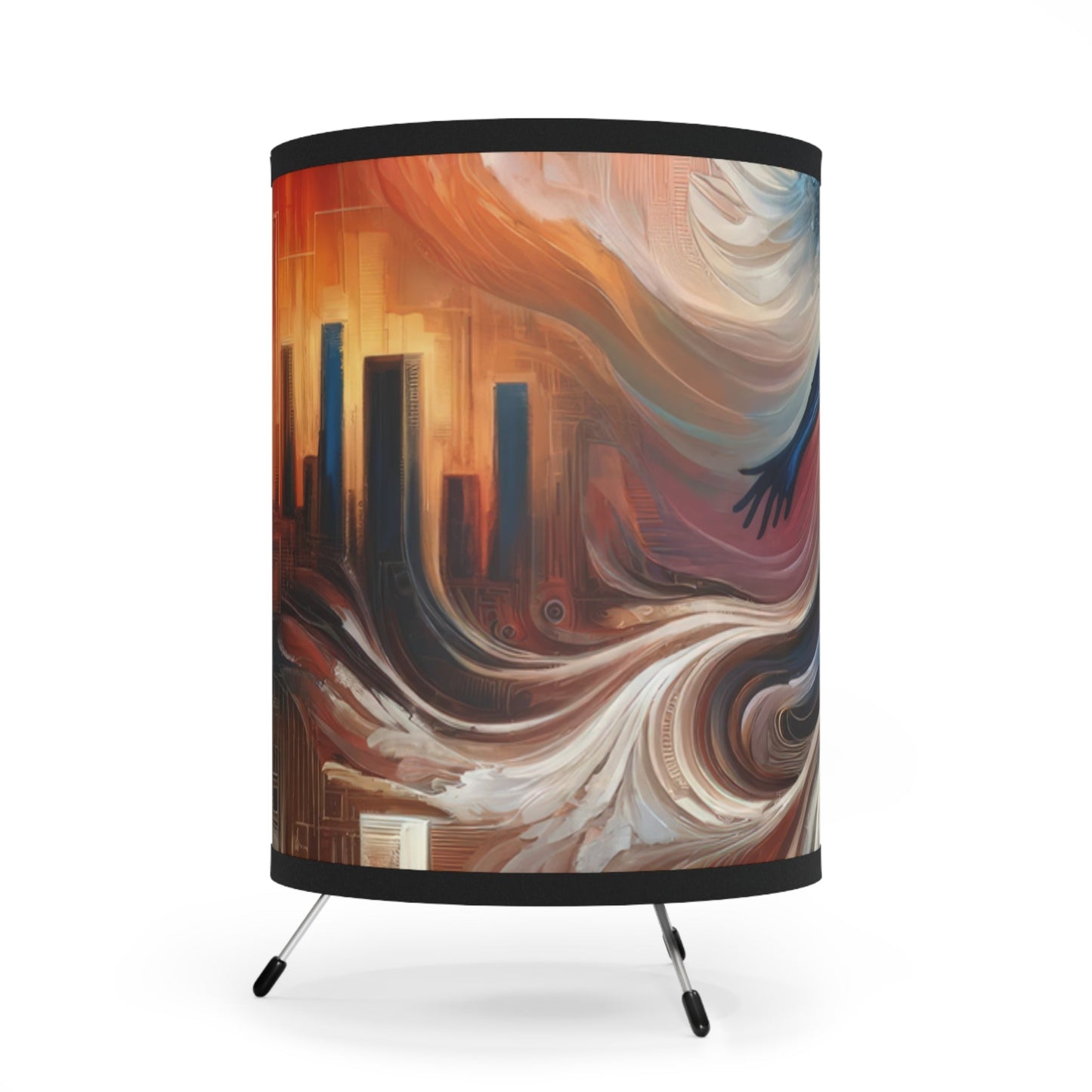 Transformative Tachism Emergence Tripod Lamp with High-Res Printed Shade, US\CA plug - ATUH.ART