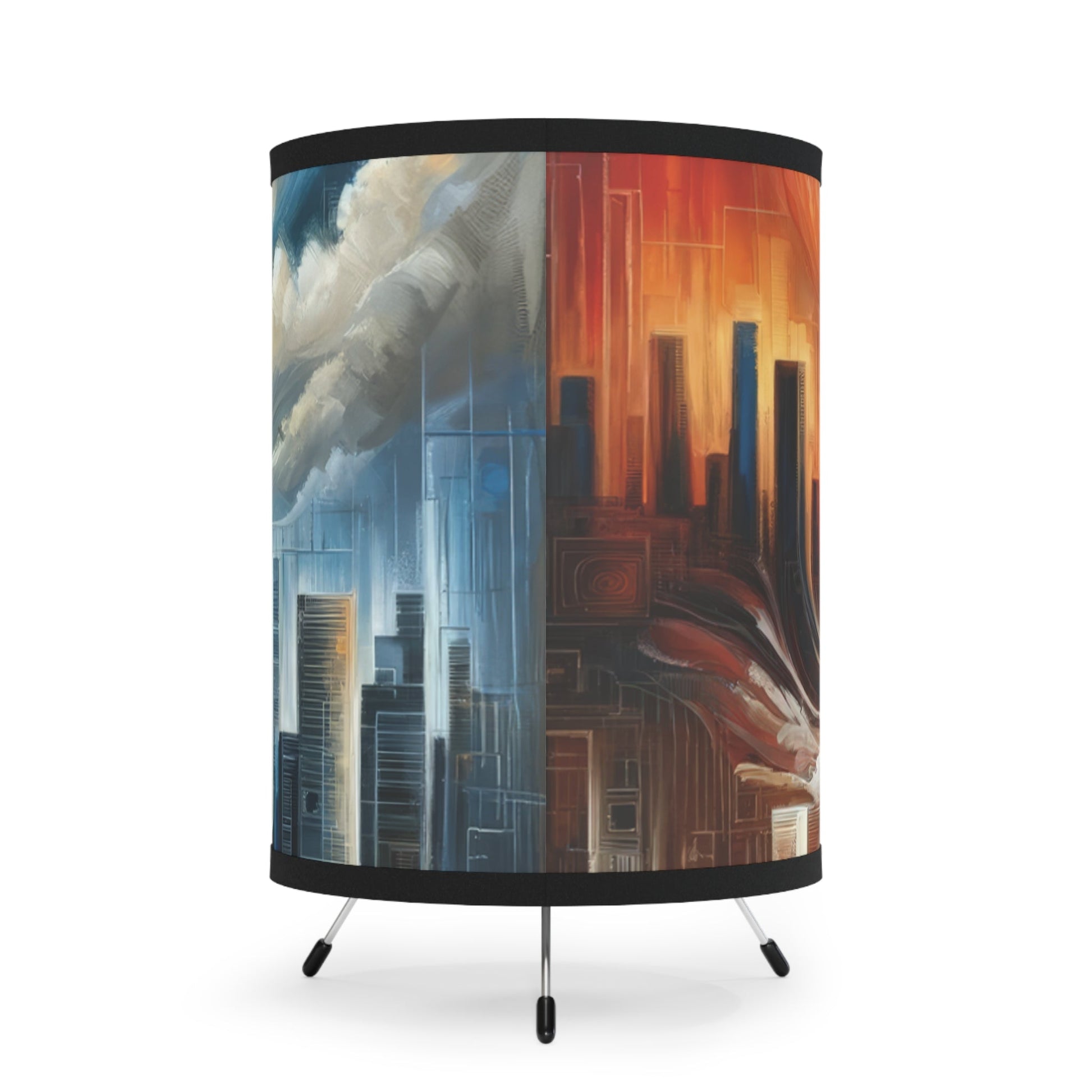 Transformative Tachism Emergence Tripod Lamp with High-Res Printed Shade, US\CA plug - ATUH.ART