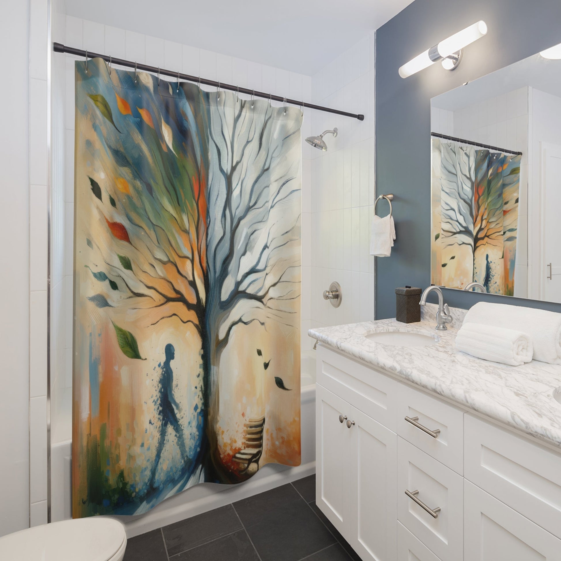 Transient Essence Anchored Shower Curtains - ATUH.ART