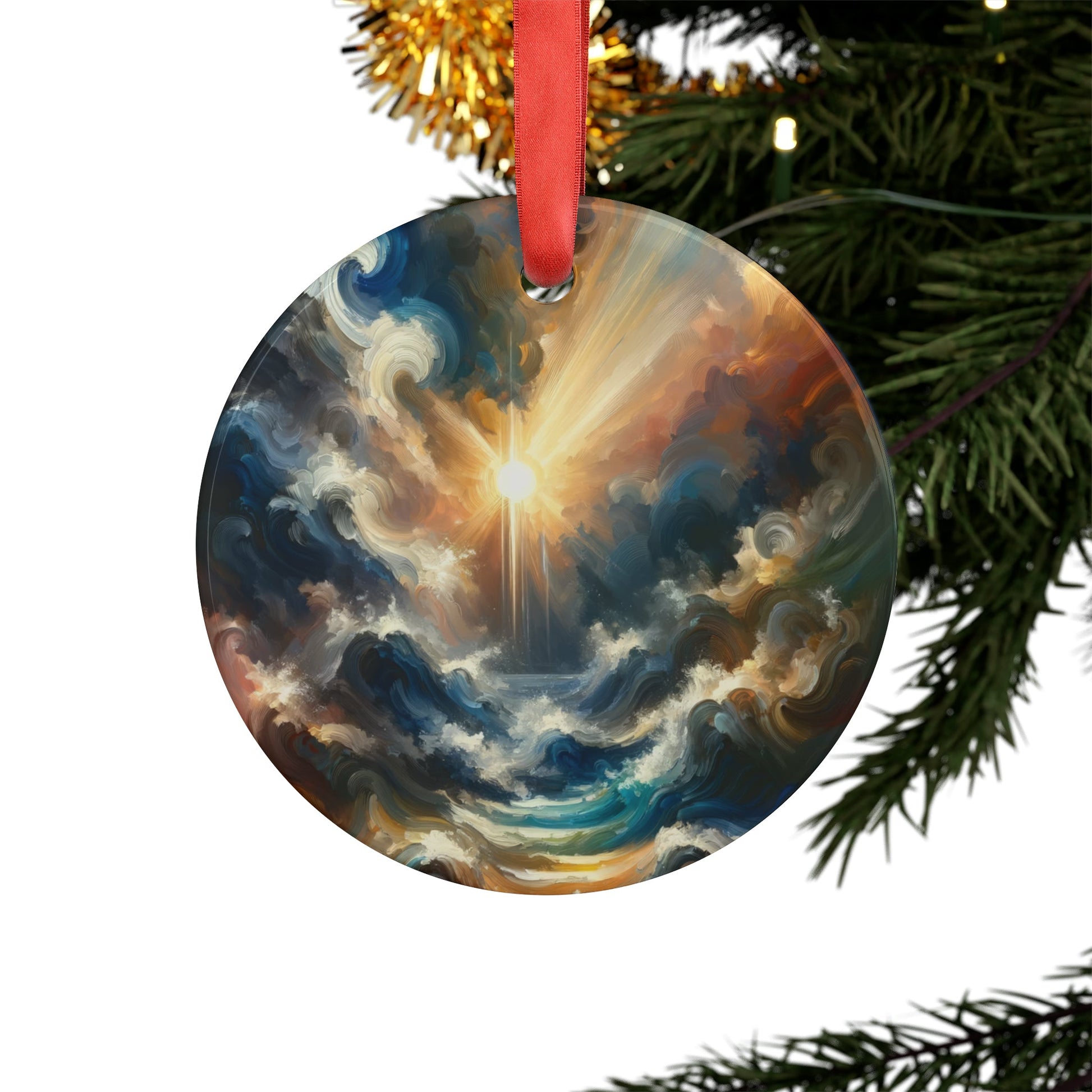 Tumultuous Sea Enlightenment Acrylic Ornament with Ribbon - ATUH.ART